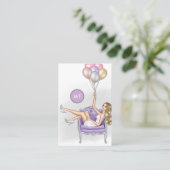 Zilver en Paars Monogram-ballonvaardenmeisje Visitekaartje (Staand voorkant)