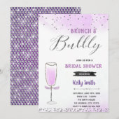 Zilver en paarse brunch en bubbly thema kaart (Voorkant / Achterkant)