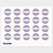Zilver en Paarse Damask 1.5"Dank u Sticker (Vel)