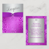 Zilver en Paarse Damask Bat Mitzva Enclosure Kaart (Voorkant / Achterkant)