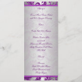 Zilver en Paarse Damask II Bruiloft Menu Kaart (Achterkant)