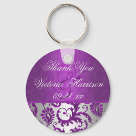 Zilver en Paarse Damask II Wedding Favor Sleutelha Sleutelhanger