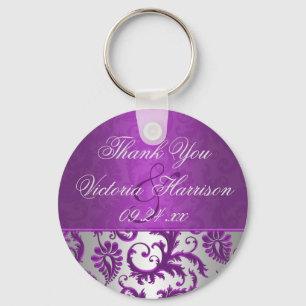 Zilver en Paarse Damask II Wedding Favor Sleutelha Sleutelhanger