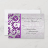 Zilver en Paarse Damast II Reageer Kaart (Achterkant)