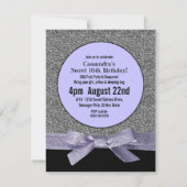 Zilver en Paarse Faux Glitter Girly Party Kaart (Voorkant)