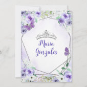 Zilver en Paarse Sweet Zestien Verjaardagsfeest Kaart (Achterkant)