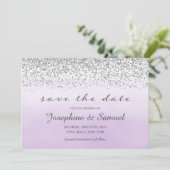 Zilver en Paarse Waterverf sparen de Datum Kaart (Staand voorkant)