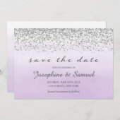 Zilver en Paarse Waterverf sparen de Datum Kaart (Voorkant / Achterkant)