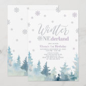 Zilver en Paarse winter, eerste verjaardag Kaart (Voorkant / Achterkant)