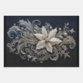 Zilver en Pearl Poinsettia borduurwerk Inpakpapier Vel (Voorkant 3)