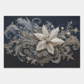 Zilver en Pearl Poinsettia borduurwerk Inpakpapier Vel (Voorkant 2)