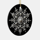 Zilver en Pearl Snowflake Familie Keramisch Ornament (Rechts)