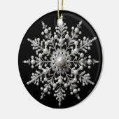 Zilver en Pearl Snowflake Familie Keramisch Ornament (Links)
