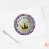 Zilver en regenboog Glitter Golden Crown Ronde Sticker (Envelop)