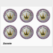 Zilver en regenboog Glitter Golden Crown Ronde Sticker (Vel)