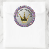 Zilver en regenboog Glitter Golden Crown Ronde Sticker (Tas)