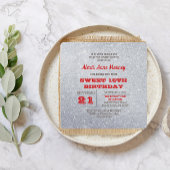 Zilver en Robijnrood Sparkly Sweet 16 Uitnodiging