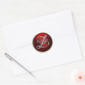 Zilver- en Rode Monogram Z-envelop Ronde Sticker (Envelop)
