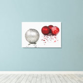 Zilver en Rood Kerstmis Canvas Afdruk (Insitu (Houten vloer))