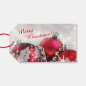 Zilver en rood Merry Christmas Gift Label Cadeaulabel (Achterkant Horizontaal)