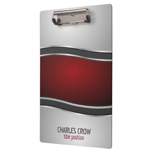 Zilver en rood metaal met Stippen Klembord (Links)