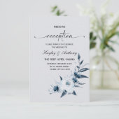 Zilver en Royal Blue Reception Kaart (Staand voorkant)
