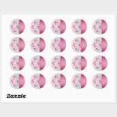 Zilver en roze, 1,5-inch rondenkruis ronde sticker (Vel)