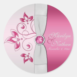 Zilver en roze, 1,5-inch rondenkruis ronde sticker