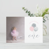 Zilver- en roze ballonnen | Eerste verjaardag van  Kaart (Staand voorkant)