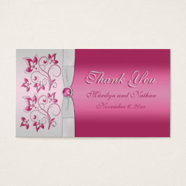 Zilver en Roze Bloemen Bruiloft Favor Label Visitekaartjes