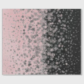 "Zilver en roze Blush Snowflakes Cadeaupapier (Vlak)