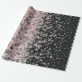 "Zilver en roze Blush Snowflakes Cadeaupapier (Uitgerold)