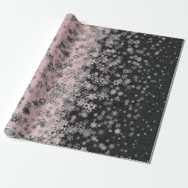 "Zilver en roze Blush Snowflakes Cadeaupapier
