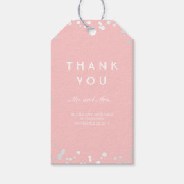 Zilver en Roze Confetti Elegant Bruiloft Cadeaulabel
