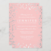 Zilver en Roze Confetti  Vrijgezellenfeest Kaart (Voorkant / Achterkant)