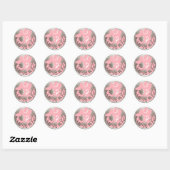 Zilver en roze Damask Envelope Seal Ronde Sticker (Vel)
