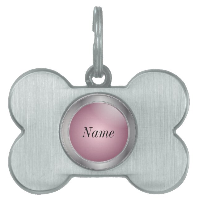 Zilver en roze | DIY-naam Huisdieren Naamplaatje (voorkant)