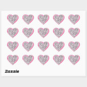 Zilver- en roze galerijharten hart sticker (Vel)