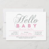 Zilver en roze | Meisje, Chic Typography Baby show Kaart (Voorkant)