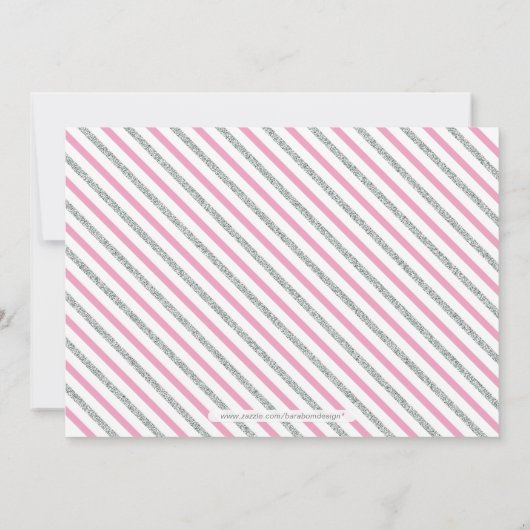 Zilver en roze | Meisje, Chic Typography Baby show Kaart (Achterkant)