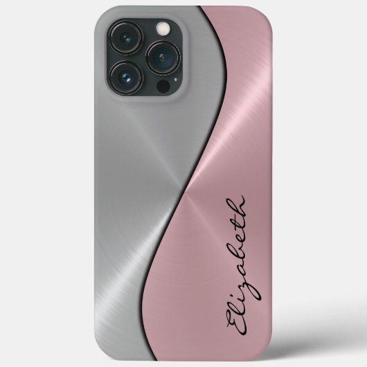 Zilver en roze roestvrij staal Case-Mate iPhone case (Achterkant)