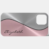 Zilver en roze roestvrij staal Case-Mate iPhone case (Achterkant (horizontaal))