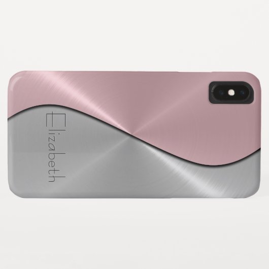 Zilver en roze roestvrij staal Case-Mate iPhone case (Achterkant (horizontaal))