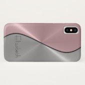 Zilver en roze roestvrij staal Case-Mate iPhone case (Achterkant (horizontaal))