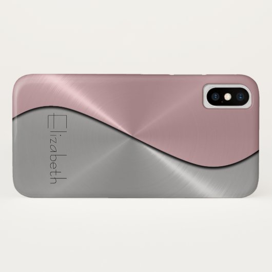 Zilver en roze roestvrij staal Case-Mate iPhone case (Achterkant (horizontaal))