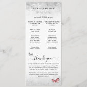 Zilver- en roze vlinderbruiloft programmakaart (Achterkant)