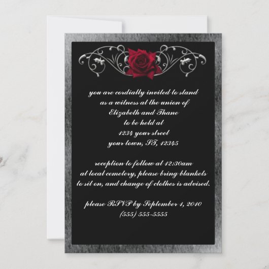 Zilver en Rozen Gotische Uitnodiging (Voorkant)