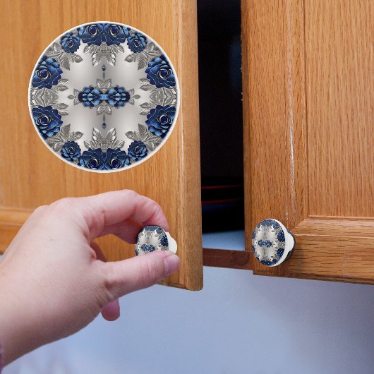 Zilver en Saffier Keramische Knop