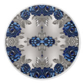 Zilver en Saffier Keramische Knop (Voorkant)