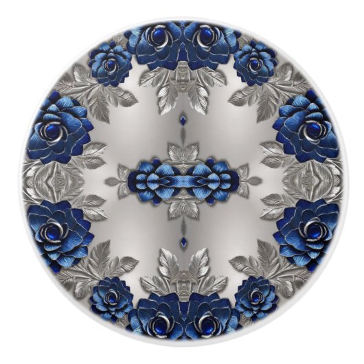 Zilver en Saphire Keramische Knop (Voorkant)